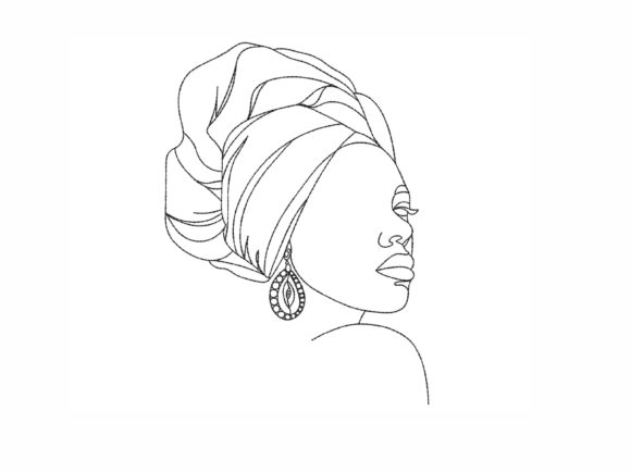 African Woman Embroidery Design