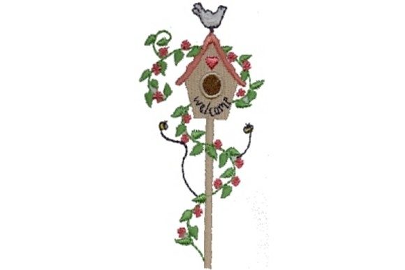 Birdhouse: A Charming Spring Embroidery Design for Seasonal Sales