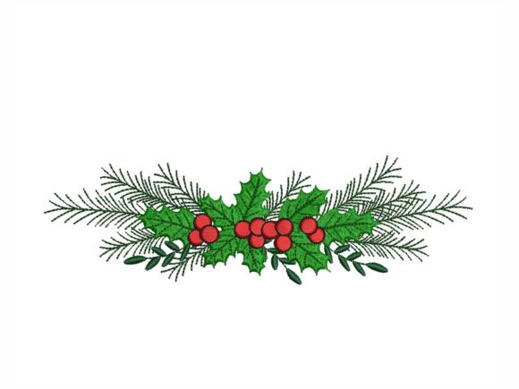 Christmas Holly Embroidery Design