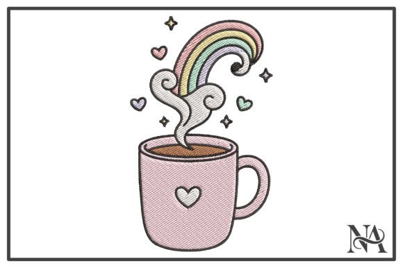 Magical Rainbow Coffee Mug Embroidery