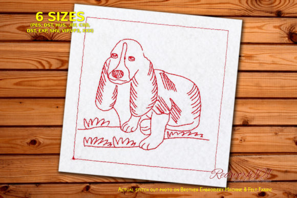 Puppy Basset Hound: A Warm, Wink-Worthy Redwork Design That Delivers