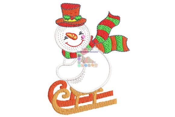 Snowman Sled Skiing: A Cheerful, Versatile Christmas Embroidery Design