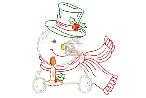 Snowman with Candle Embroidery Design