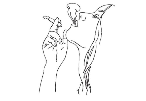 Woman Smoking Minimalist Sketch